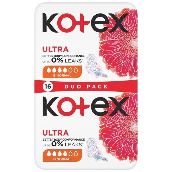 Dámské vložky Kotex - ultra normal, duopack, 16 ks