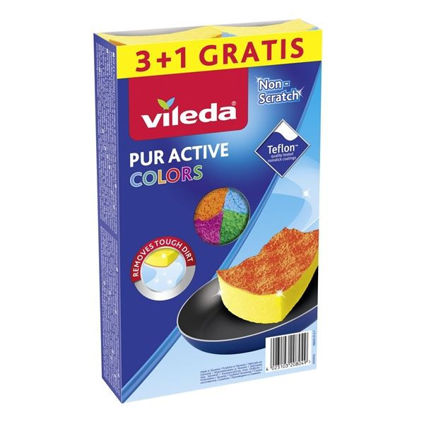 Houbičky na nádobí Vileda PUR active Colors - 4 ks