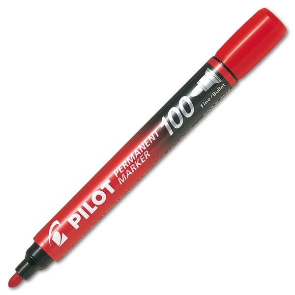 Permanentní popisovač Pilot 100, kulatý, červený