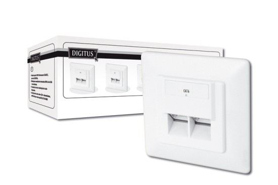 Digitus modulární dvojzásuvka CAT6, stíněná, pod omítku, LSA, bílá, 5 ks