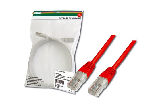 Digitus Patch Cable, UTP, CAT 5e, AWG 26/7, měď, červený, 0,5m