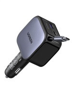 UGREEN rychlonabíječka do auta se zatahovacím kabelem 145W 4-Port, 3x USB-C,1x USB-A