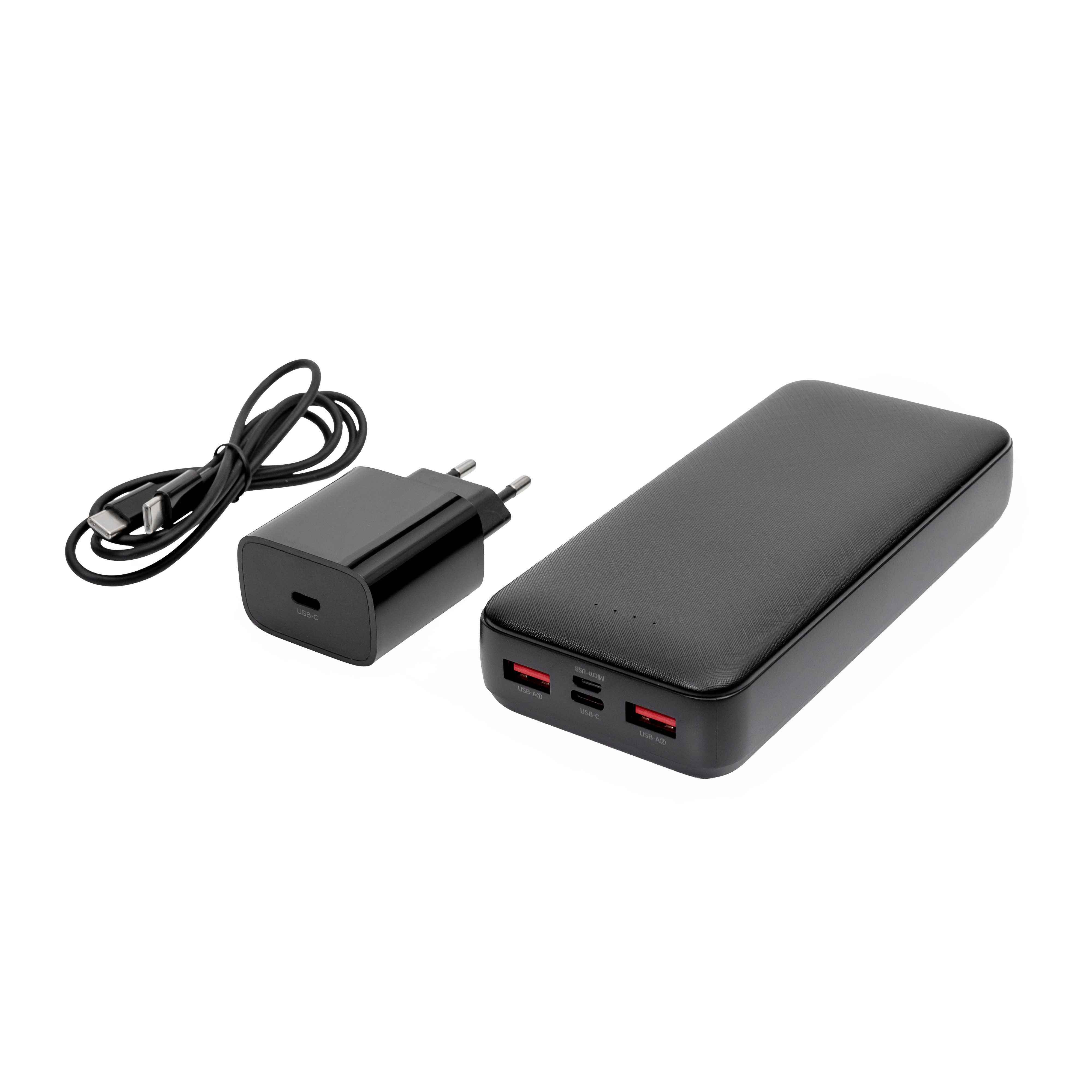Platinet SET 3v1 Powerbanka 20000 mAh +  Nabíječka 20W Power Delivery, kabel USB-C 1m, černá
