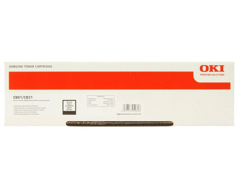 OKI originál tonerová kazeta 44643004/ C801/ C821/ 7000 stran/ Černá