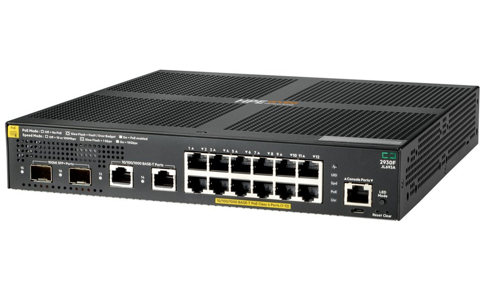 HPE Aruba Networking 2930F 12G PoE+ 2G/2SFP+ Switch