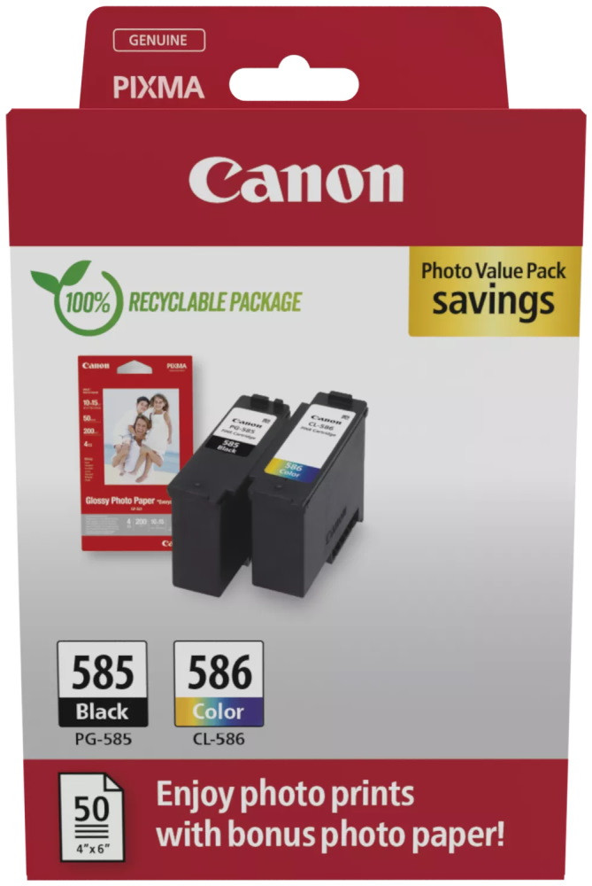 Canon inkoustová náplň PG-585/CL-586 PHOTO VALUE 4x6 (GP-501 50listů)