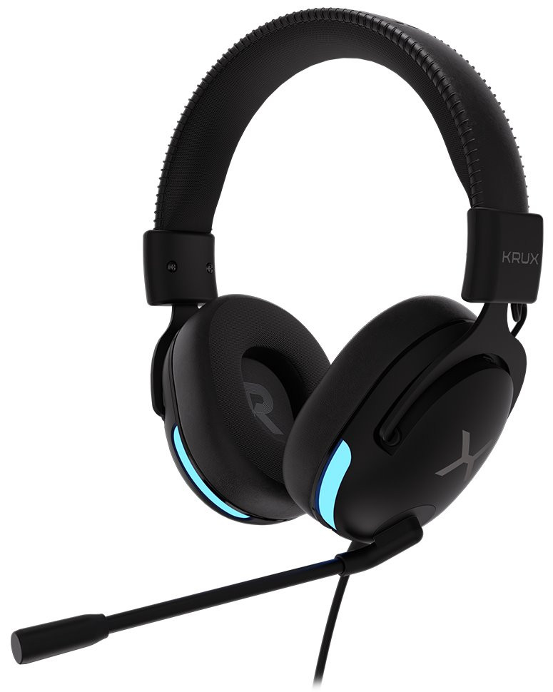 Krux headset Crave RGB / drátový / 3,5mm jack / USB / RGB podsvícení sluchátek / černý