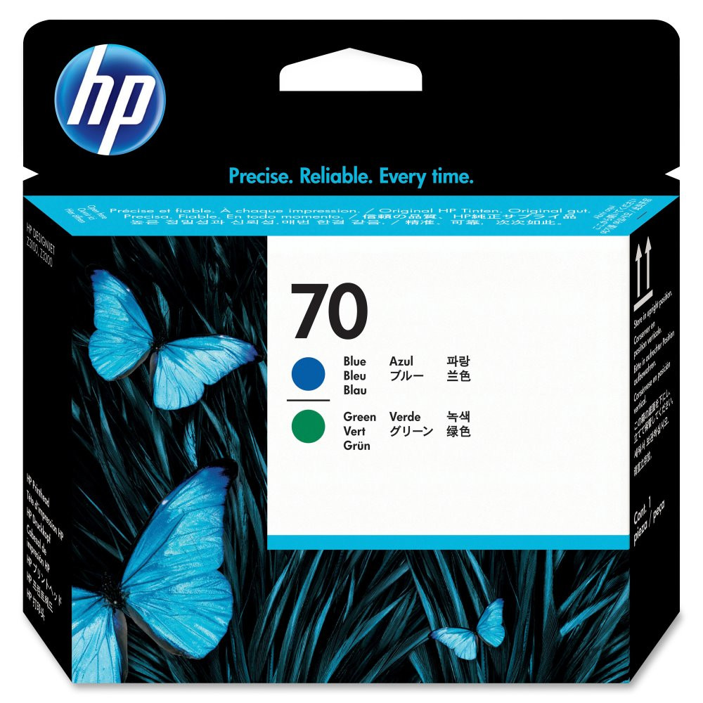 HP 70 Modrá a zelená tisková hlava DesignJet