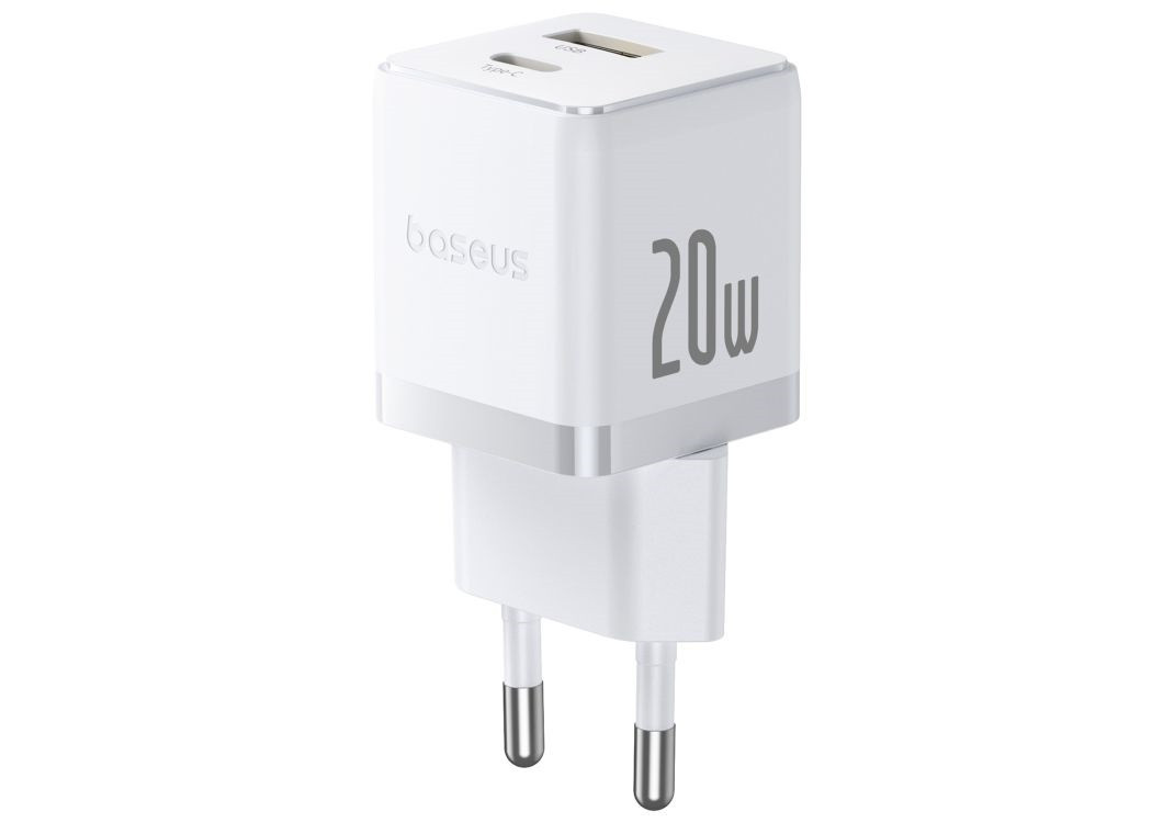 Baseus Rychlonabíječka do sítě Palm 20W 1xUSB-A 1xUSB-C PD QC 3.0 bílá