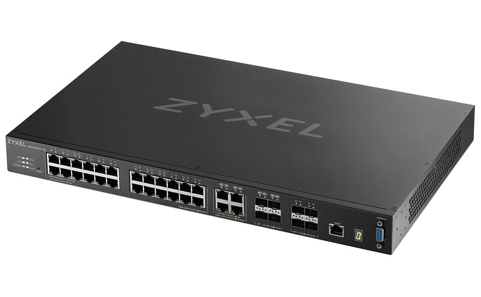 ZyXEL XGS4600-32 L3 Managed Switch, 28 port Gig, 4 dual pers. and 4x 10G SFP+, stackable, dual PSU
