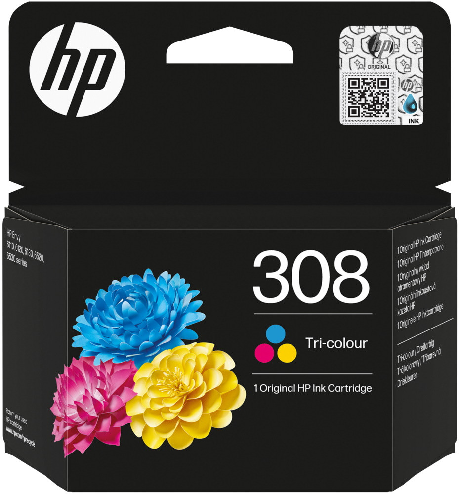 HP 308 Tříbarevná originální inkoustová kazeta