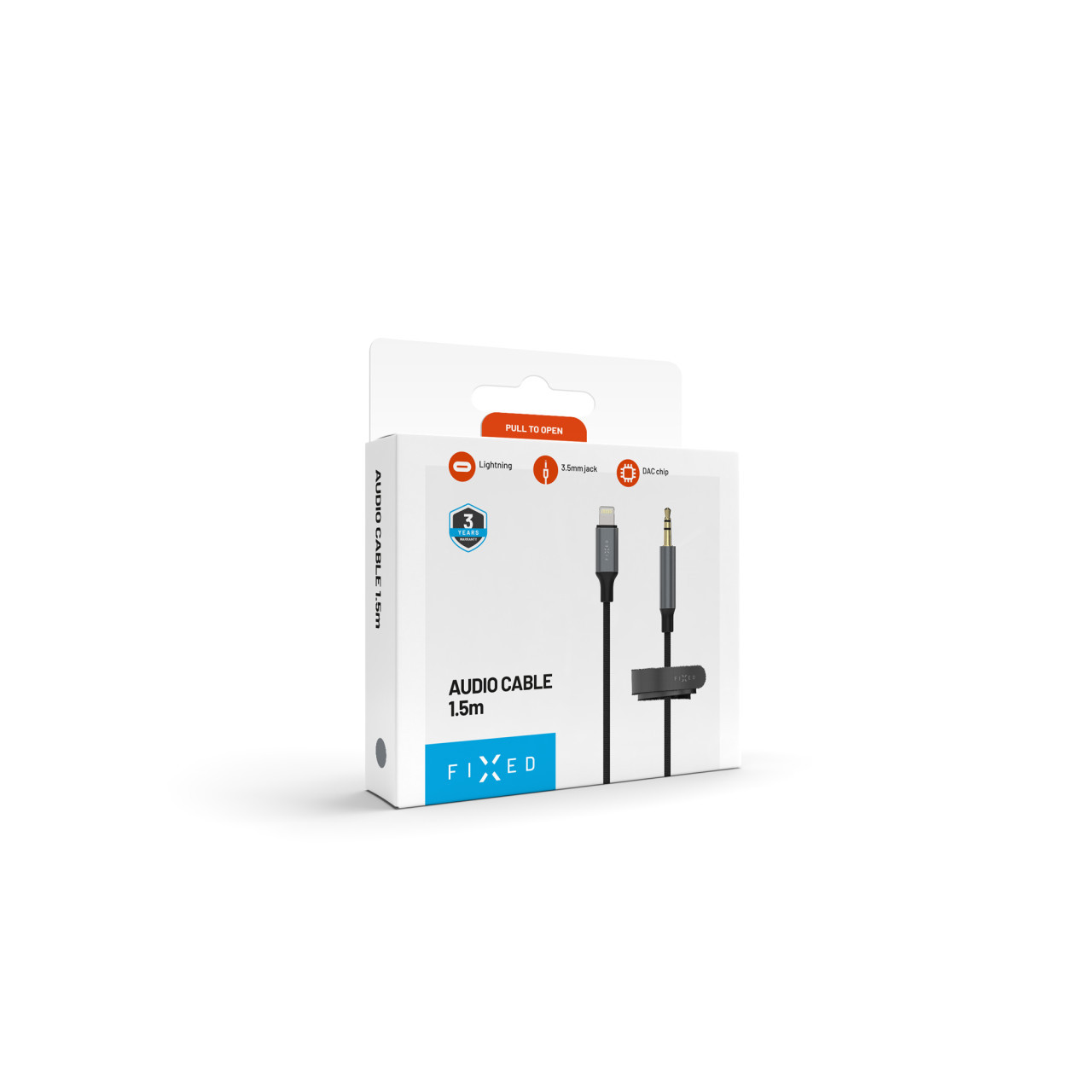 Audio kabel FIXED Link Lightning na 3,5mm jack, 1.5m, space gray