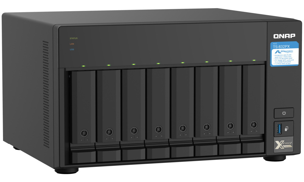QNAP TS-832PX-4G   8x SATA, 4GB RAM,  2x 2,5GbE, 2x 10G SFP+, 1x PCIe slot, 3x USB 3.2