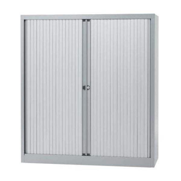 Kovová skříň Bisley, roletová, světle šedá