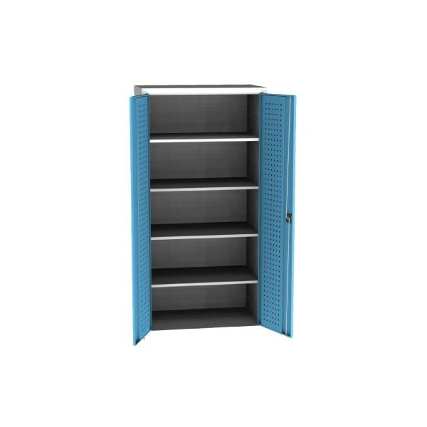 Dílenská skříň, 95 x 195 x 60 cm, sv. šedá/modrá