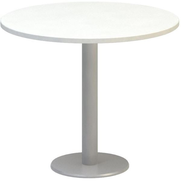 Jednací stůl Alfa 400 - 90 cm, bílý/stříbrný