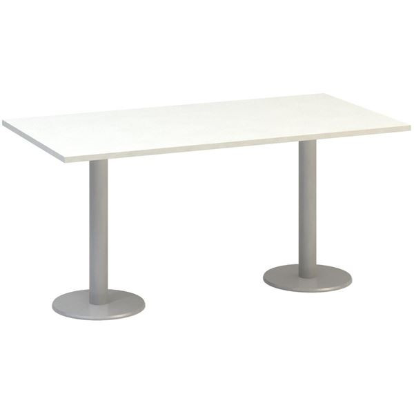 Jednací stůl Alfa 400 - 160 cm, bílý/stříbrný
