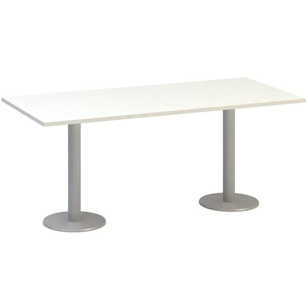 Jednací stůl Alfa 400 - 180 cm, bílý/stříbrný