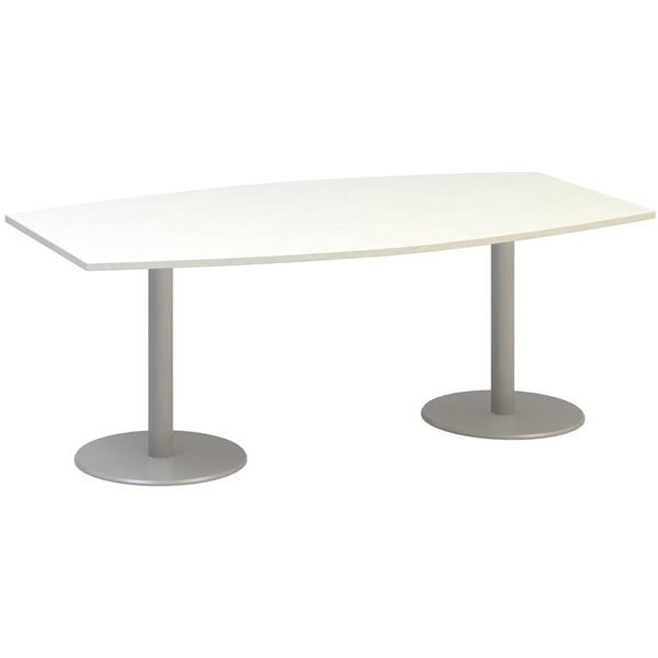Jednací stůl Alfa 400 - 200 cm, bílý/stříbrný