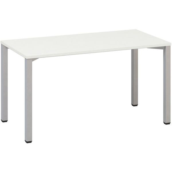 Psací stůl Alfa 200 - 140 x 70 cm, bílý/stříbrný