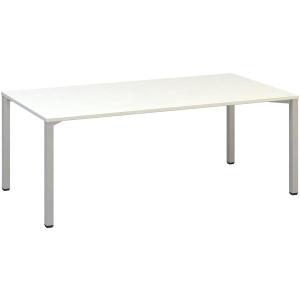 Jednací stůl Alfa 420 - 200 x 100 cm, bílý/stříbrn