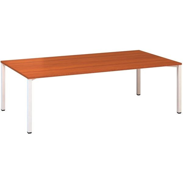 Jednací stůl Alfa 420 - 240 x 120 cm, třešeň/bílý