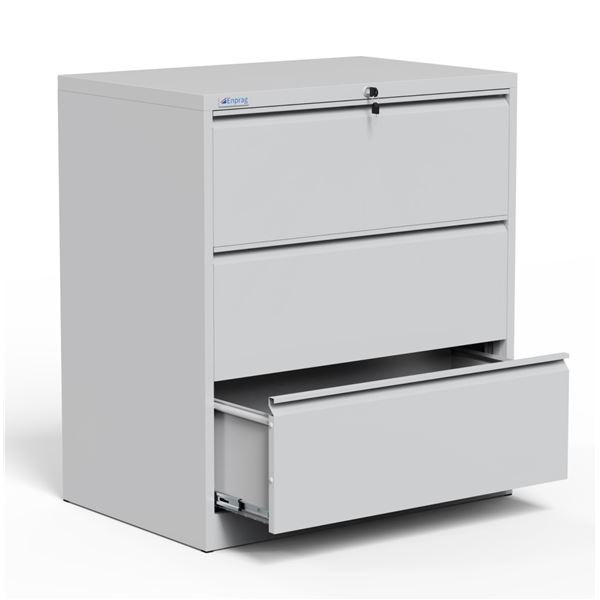 Třízásuvková kovová kartotéka HDK - dvouřadá, šedá