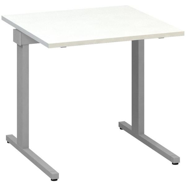 Psací stůl Alfa 305 - 80 cm, bílý/stříbrný