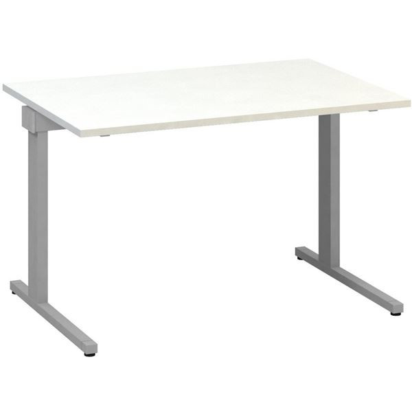 Psací stůl Alfa 305 - 120 cm, bílý/stříbrný