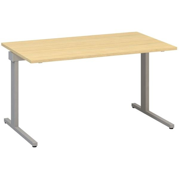 Psací stůl Alfa 305 - 140 cm, dub Vicenza/stříbrný