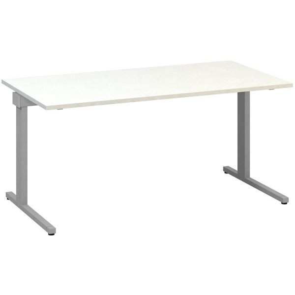 Psací stůl Alfa 305 - 160 cm, bílý/stříbrný