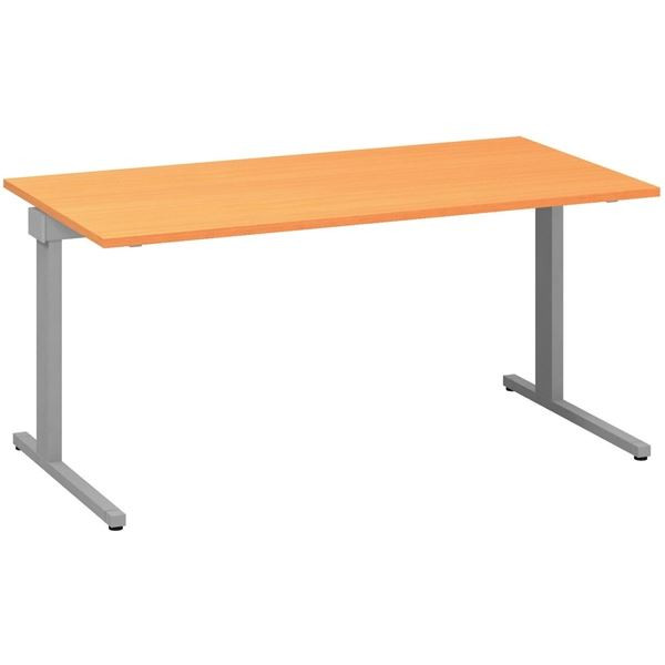 Psací stůl Alfa 305 - 160 cm, buk Bavaria/stříbrný