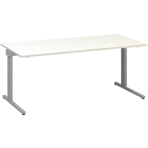 Psací stůl Alfa 305 - 180 cm, bílý/stříbrný