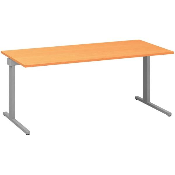 Psací stůl Alfa 305 - 180 cm, buk Bavaria/stříbrný