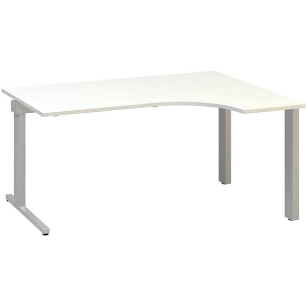 Psací stůl Alfa 305 - ergo, pravý, 160 cm, bílý/st
