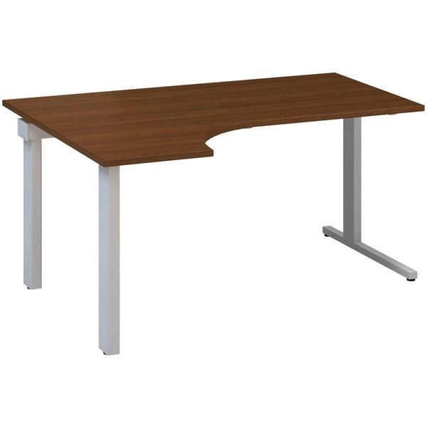 Psací stůl Alfa 305 - ergo, levý, 160 cm, ořech/st