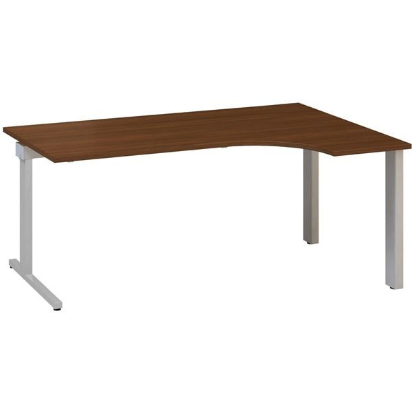 Psací stůl Alfa 305 - ergo, pravý, 180 cm, ořech/s