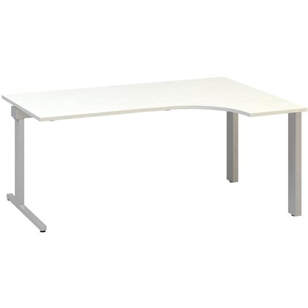 Psací stůl Alfa 305 - ergo, pravý, 180 cm, bílý/st
