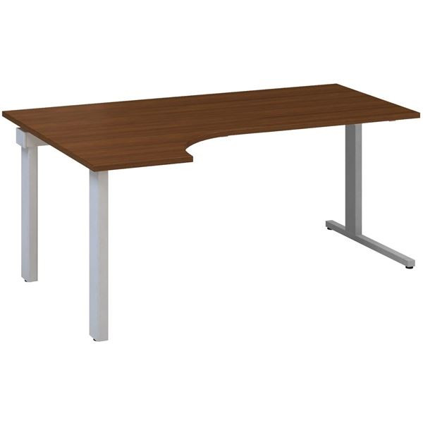 Psací stůl Alfa 305 - ergo, levý, 180 cm, ořech/st