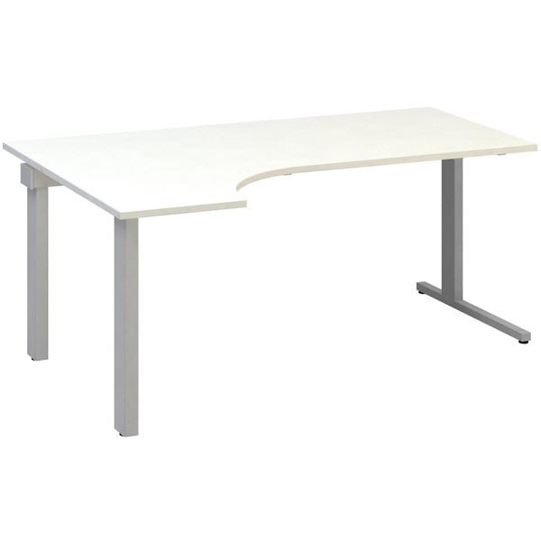 Psací stůl Alfa 305 - ergo, levý, 180 cm, bílý/stř