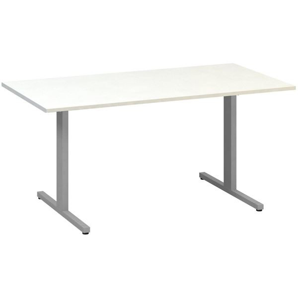 Jednací stůl Alfa 455 - 160 cm, bílý/stříbrný