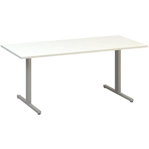 Jednací stůl Alfa 455 - 180 cm, bílý/stříbrný