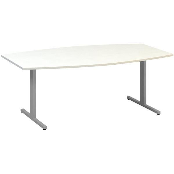 Jednací stůl Alfa 455 - 200 cm, bílý/stříbrný