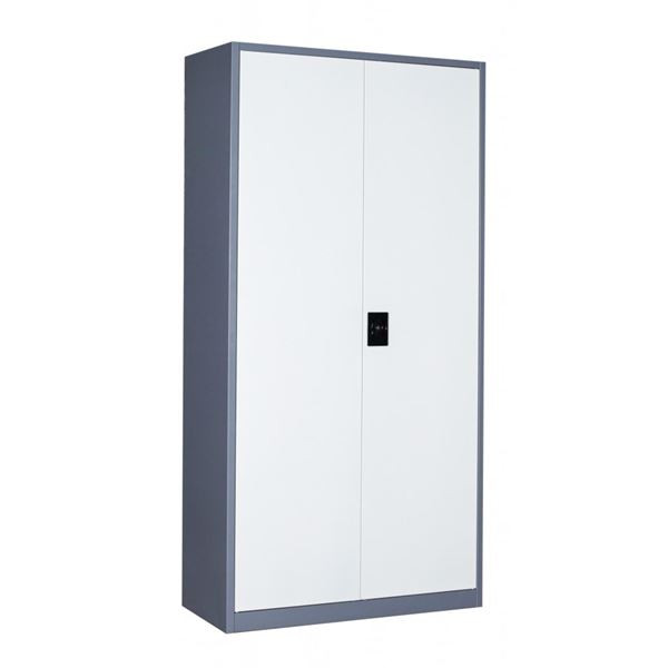 Spisová skříň HDW-S-02A, tmavě šedá/bílá