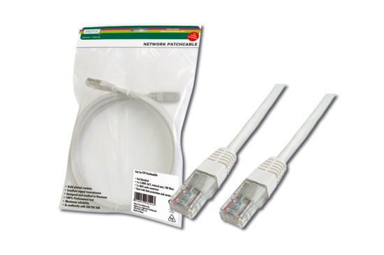 Digitus Patch Cable, UTP, CAT 5e, AWG 26/7, měď, bílý 1m