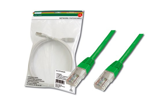Digitus Patch Cable, UTP, CAT 5e, AWG 26/7, měď, zelený 3m
