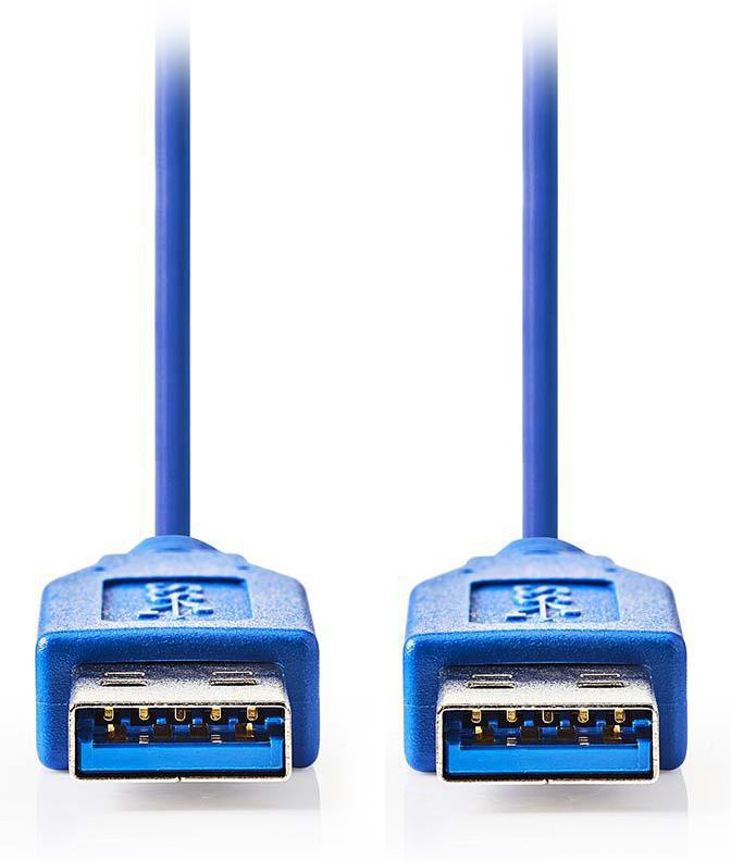 NEDIS kabel USB 3.0/ zástrčka USB-A - zástrčka USB-A/ modrý/ 2m