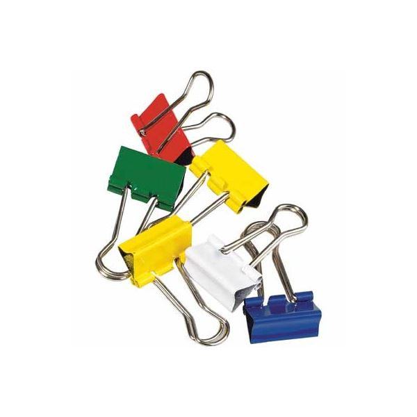 Kovové klipy, 19 mm, mix barev, 12 ks