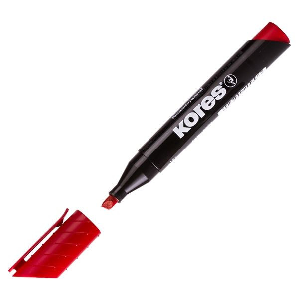 Permanentní popisovač Kores, zkosený, červený