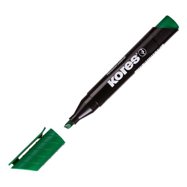 Permanentní popisovač Kores, zkosený, zelený